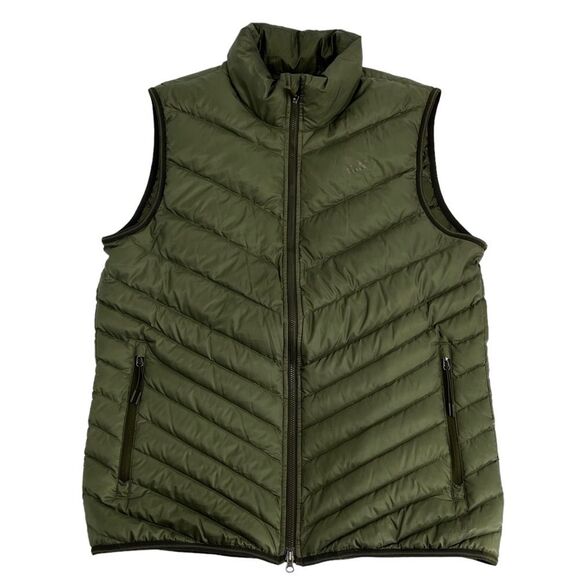 Nike Puffer Vest Mens Medium Green Full Zip Goose Down Winter Polyester‎ Jacket